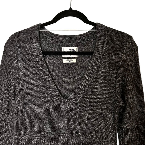 The North Face V-Neck Alpaca Wool Knit Saguaro Sweater Dress- Grey- Size XS - Picture 8 of 12
